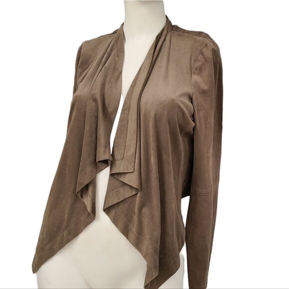Dalia Taupe Faux Suede Drape Jacket Womens size Medium - Picture 3 of 7